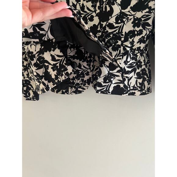 Apostrophe Blazer Jacket One Button Stretch Black & White Floral Size 4 JL - Picture 8 of 12